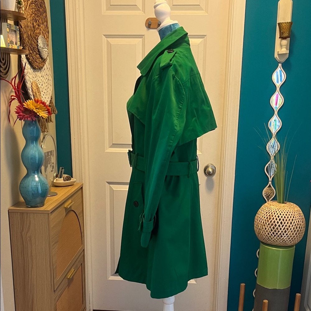 New York & Company Vibrant Green Trench Coat - Picture 2 of 6